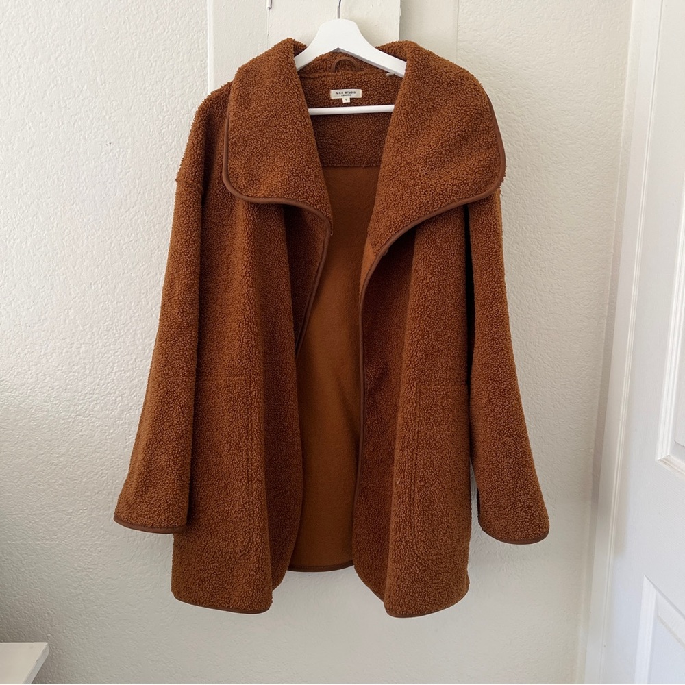 Max Studio Women's Faux Sherpa Jacket, Camel Size L